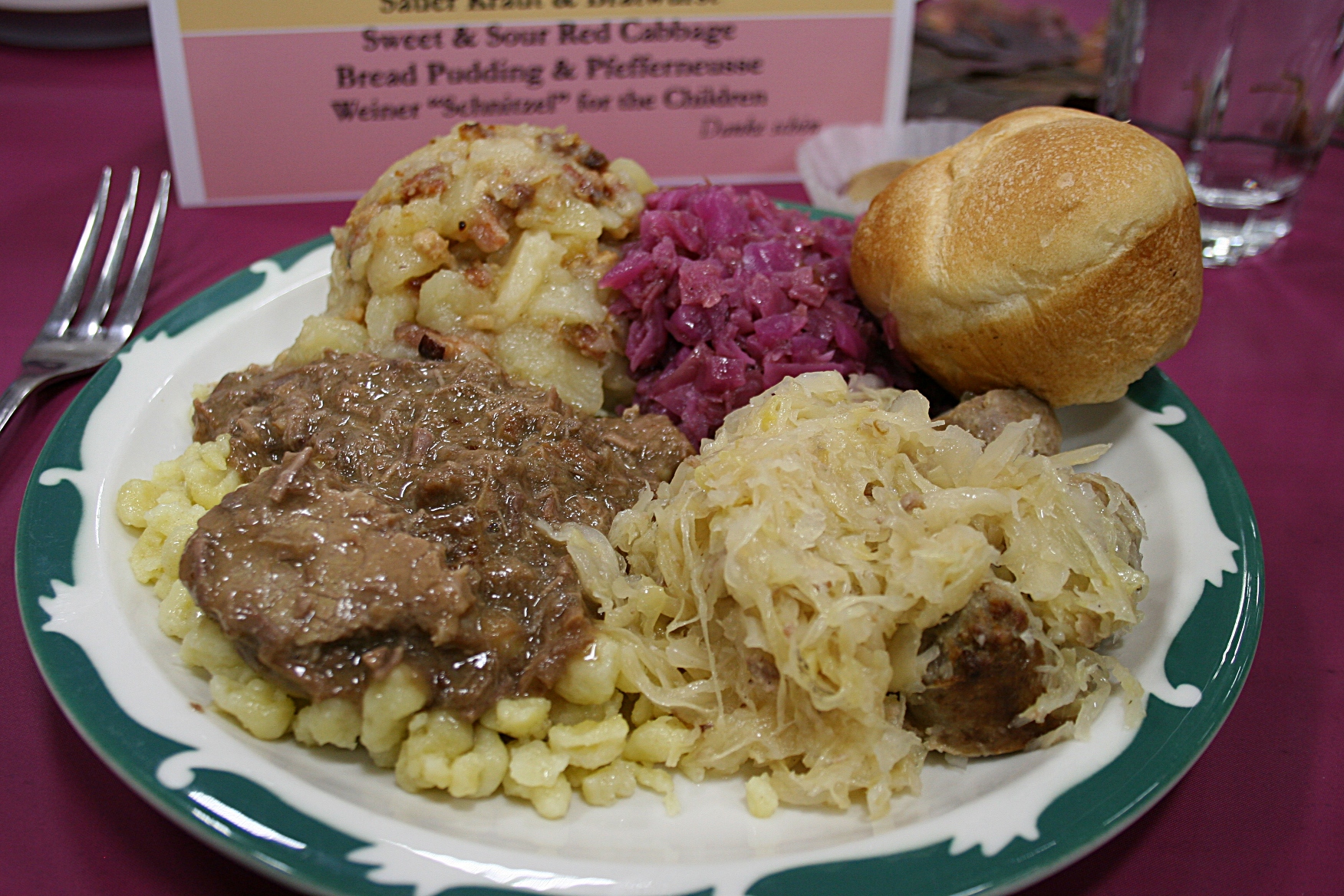 The 2011 CVLHS German meal: sauerbraten and spaetzle on the left 