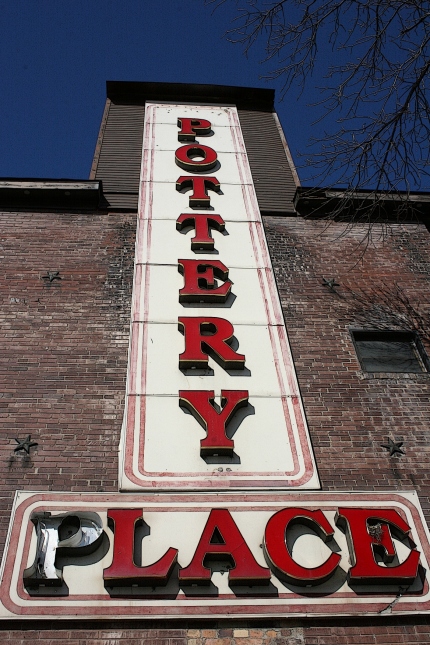 The sign which adorns this historic building.