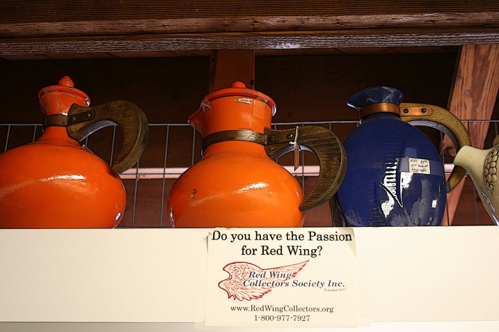 An antique store display of Red Wing pottery, I assume. It was too high to reach.