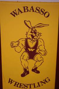 We discovered this muscular rabbit in the wrestling room and quickly decided we prefer the gentler, kinder rabbit of the 1970s. For those who wonder about the unusual rabbit, Wabasso means "white rabbit" in a Native American language.