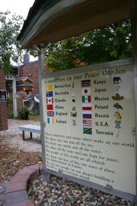 A sign welcomes visitors to the Nerstrand Elementary School International Peace Garden. More than a dozen countries are featured.
