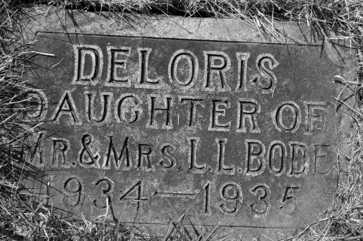 The gravestone of Deloris Edna Emilie Bode in Immanuel Lutheran Church, rural Courtland.