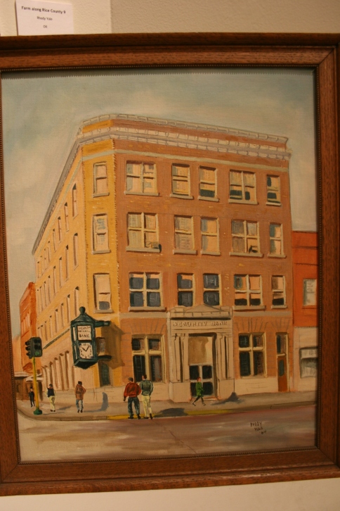 In 1964, Rhody Yule painted this picture of the Security Bank in downtown Faribault. 