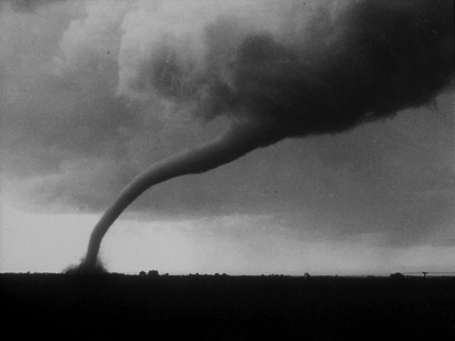 Eric Lantz, 16, of Walnut Grove, shot this award-winning photo of the Tracy tornado as it was leaving town. He often took photos for the Walnut Grove Tribune, owned by his uncle, Everett Lantz. This image by Eric was awarded third place in the 1968 National Newspaper Association contest for best news photo.