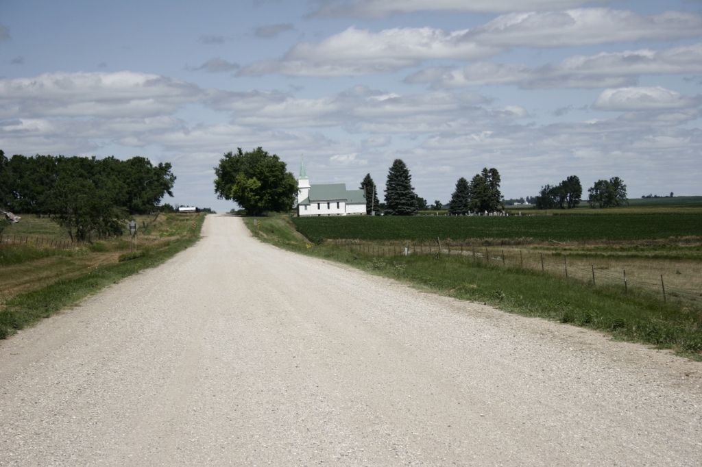 We followed this gravel road around the park and past a country church in the distance.