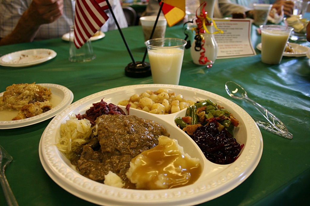 My plate, filled with German foods at St. John's annual Germanfest.