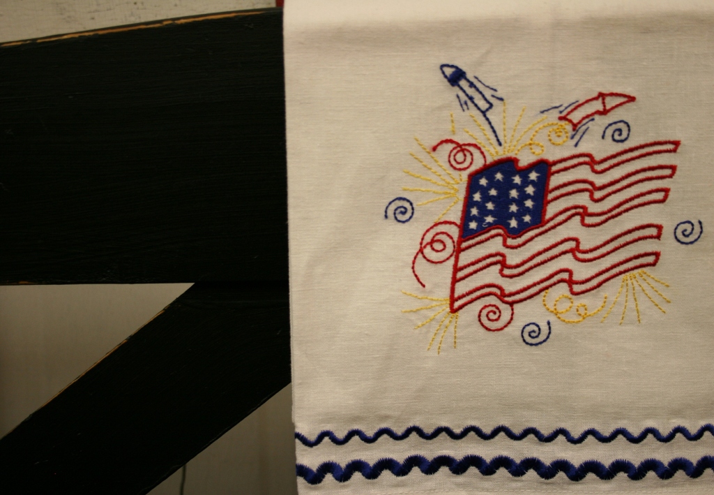Fourth of July, embroidered flag