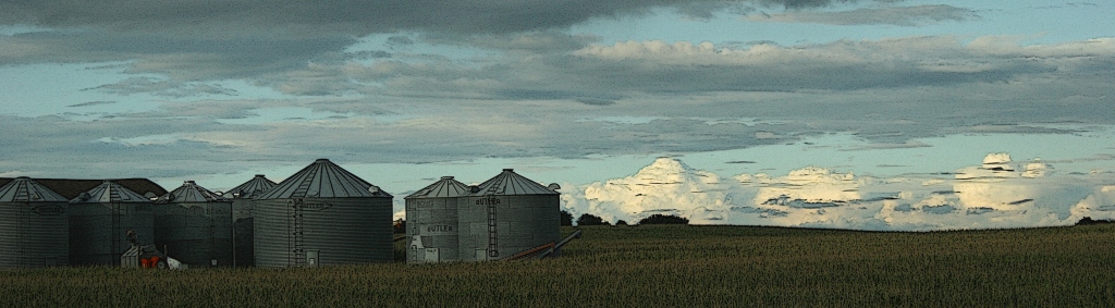 Grain bins along Minnesota State Highway 60 just off U.S. Highway 14.
