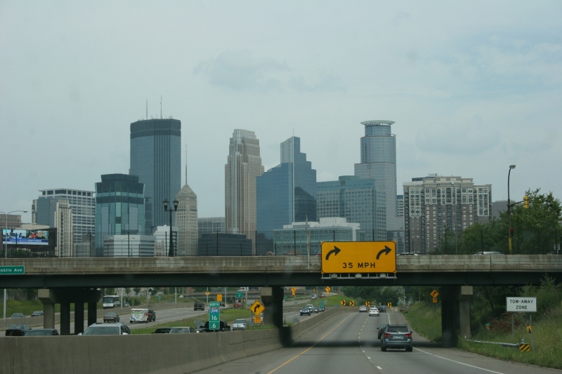 Minneapolis presents a photogenic skyline from afar.