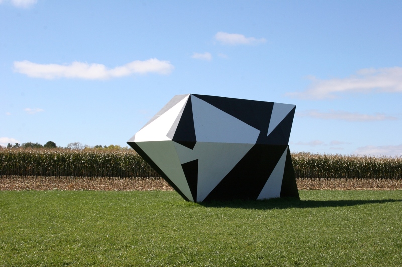 It is the setting of this geometric art that especially pleases me. Right next to a cornfield.