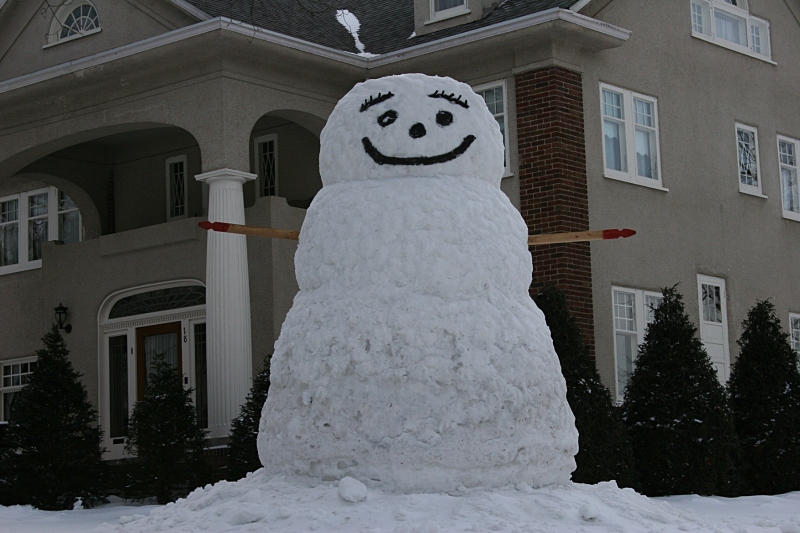 Not the snowman my niece and I built, but rather a gigantic snowman built by the Hoisington family, 18 Third Ave. NW in Faribault.