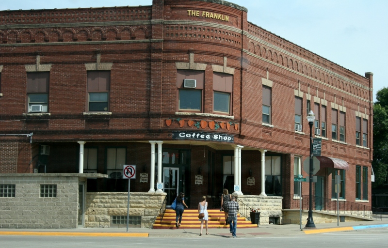 This impressive building anchors a corner in downtown Strawberry Point and houses a coffee shop/cafe and hotel.