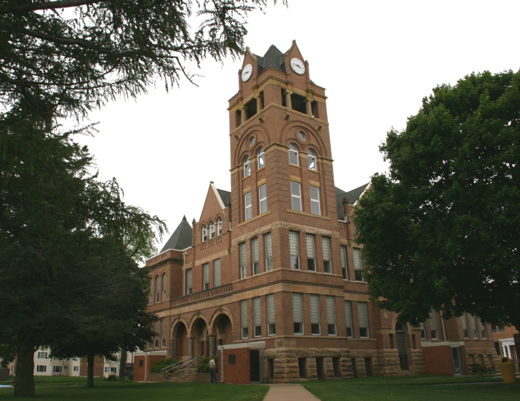 The courthouse was built in 1897 for $20,496. A south wing was added later.