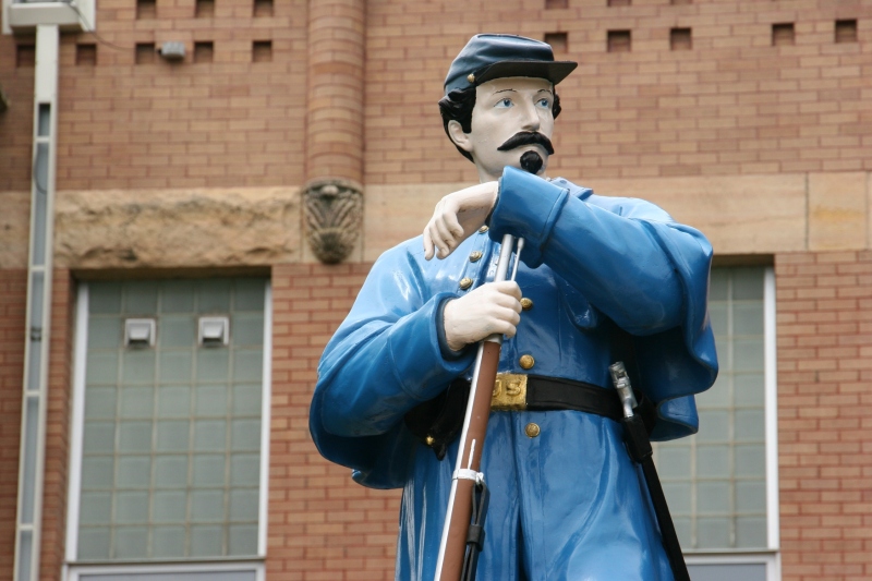 The Union Soldier was constructed from zinc by J. L. Mott Iron Works of Trenton, New Jersey, at a cost of $155.