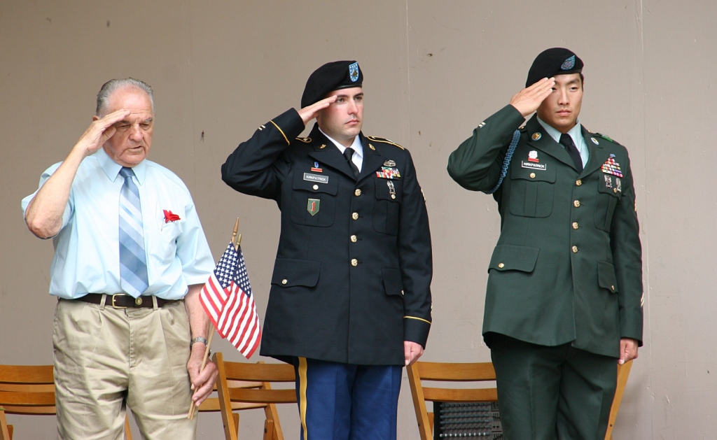 Honored veterans Adrian Gillen, left, and brothers Matt and David Kirkpatrick.