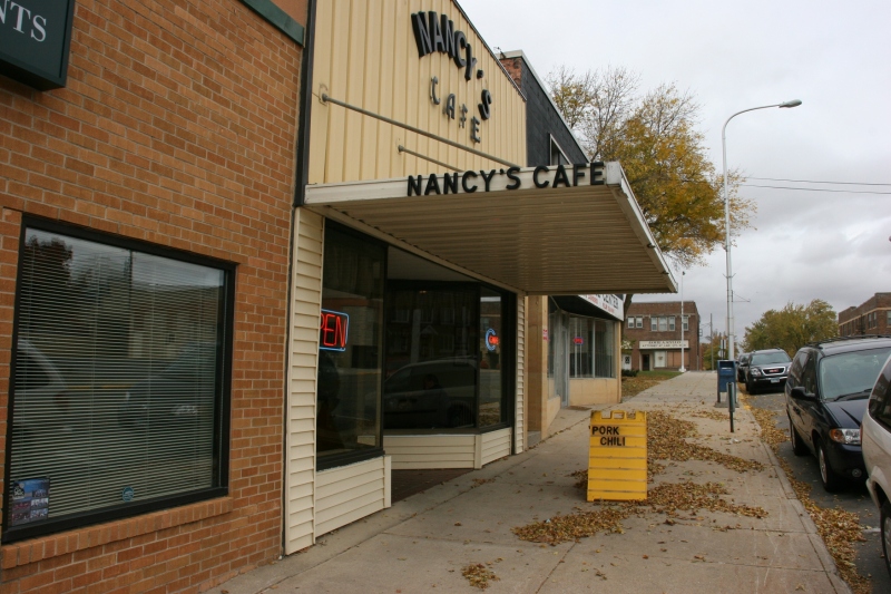 Nancy's Cafe, presents an iconic Main Street appearance.