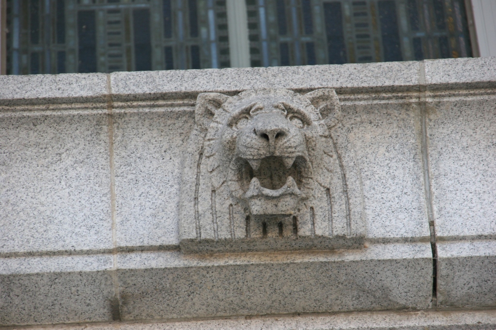 Lion heads are also carved in stone.