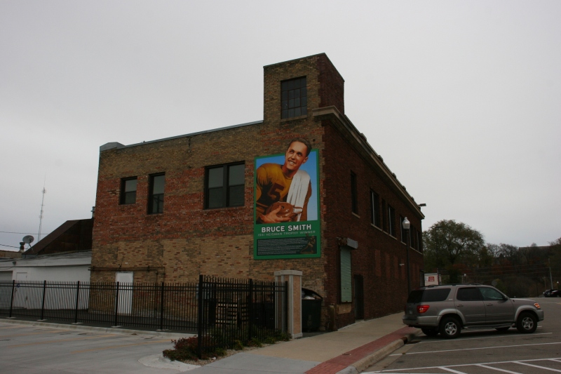 The mural is tucked away on the back of an historic downtown building.