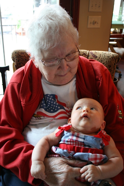 I captured the moment Isabelle looked up with such sweetness at her 83-year-old great grandmother, my mom Arlene.