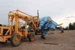 Babe the Blue Ox being hoisted up